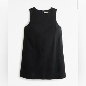 High-Neck Linen-Blend Mini Dress